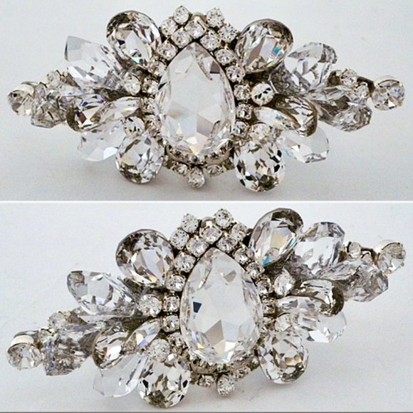 Erin Cole Design Large Crystal Teardrop Comb, Tiara, Modern Vintage Style, NWT main image 2